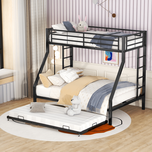 Beliche 90140x200cm com cama com gavetão 90x190cm - estrutura metálica - Preto Beliche 90140x200cm com cama com gavetão 90x190cm - estrutura metálica - Preto