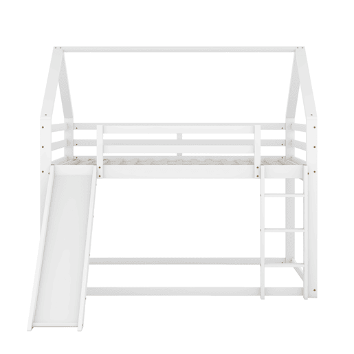 Beliche com escorrega e escada - 140x200 cm - estrutura em pinho maciço - Branco