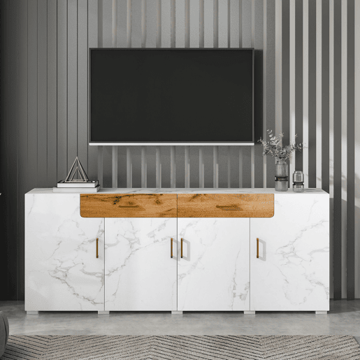 Aparador L 200 cm - 4 portas com 2 gavetas - Branco