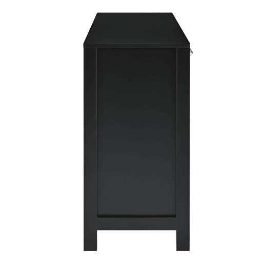 Aparador moderno com prateleiras reguláveis - portas de rotim - MDF - Preto