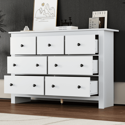 Aparador com 7 gavetas - Aglomerado de partÃculas - Branco Aparador com 7 gavetas - Aglomerado de partÃculas - Branco
