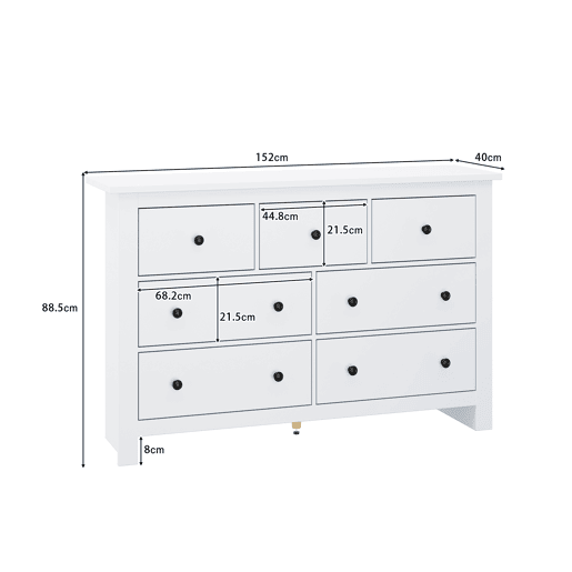 Aparador com 7 gavetas - Aglomerado de partÃculas - Branco Aparador com 7 gavetas - Aglomerado de partÃculas - Branco