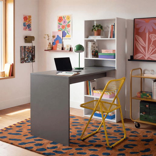 Secretária Cosmic com prateleiras Artik Branco (Branco mate) - Cinzento antracite 120 x 71 x 53 cm