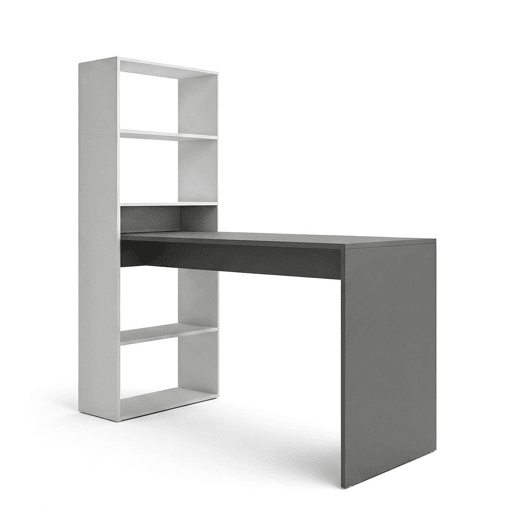 Secretária Cosmic com prateleiras Artik Branco (Branco mate) - Cinzento antracite 120 x 71 x 53 cm
