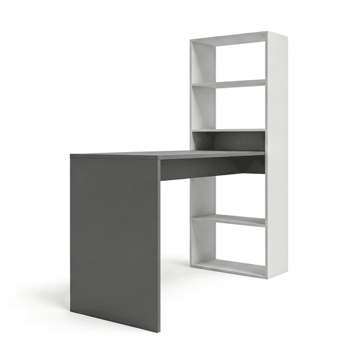 Secretária Cosmic com prateleiras Artik Branco (Branco mate) - Cinzento antracite 120 x 71 x 53 cm