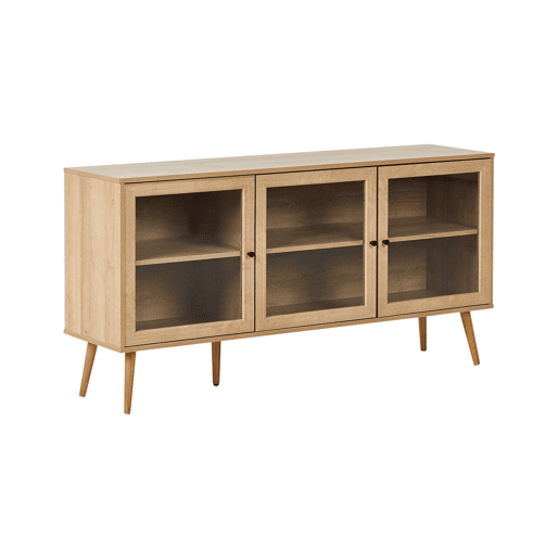 Armário com vitrine ALBANY 150 cm Castanho claro