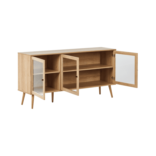 Armário com vitrine ALBANY 150 cm Castanho claro