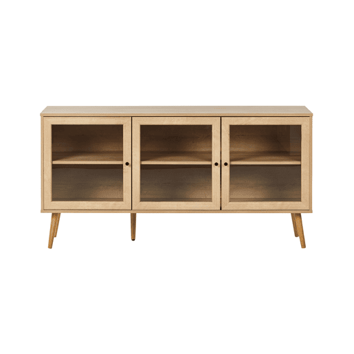 Armário com vitrine ALBANY 150 cm Castanho claro