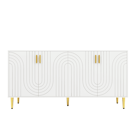 Aparador moderno - 4 portas com padrão ondulado - em MDF - Branco