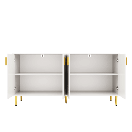 Aparador moderno - 4 portas com padrão ondulado - em MDF - Branco