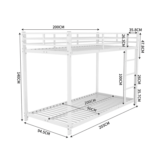 Beliche de ferro para crianças 90x200 cm - Branco Beliche de ferro para crianças 90x200 cm - Branco