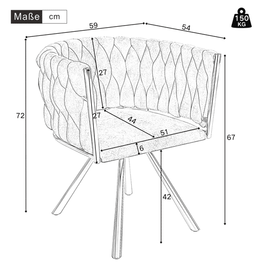 Conjunto de 4 cadeiras giratórias de veludo com braços - pernas de metal prateado - Cinzento