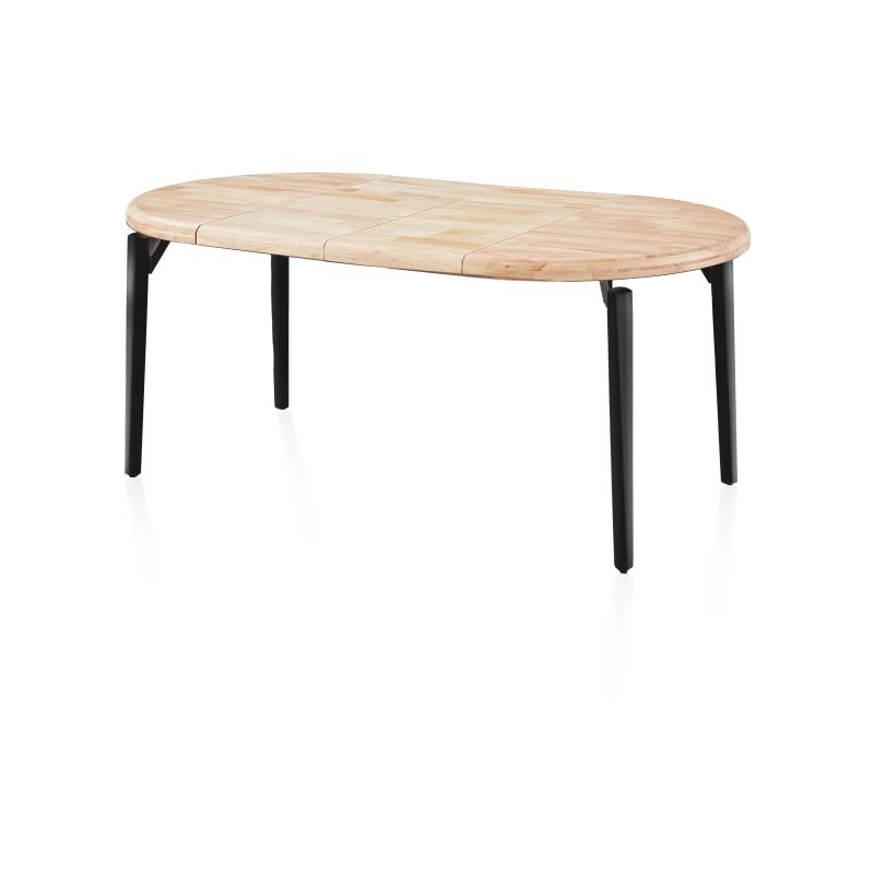 Mesa redonda extensible padma negro - roble 100 x 76 x cm