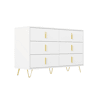 Aparador 120x40x77 cm - com 6 gavetas - puxadores dourados - Branco