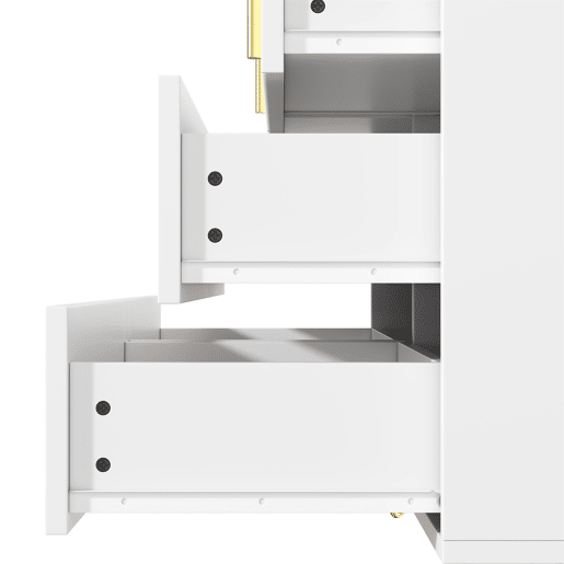 Aparador 120x40x77 cm - com 6 gavetas - puxadores dourados - Branco