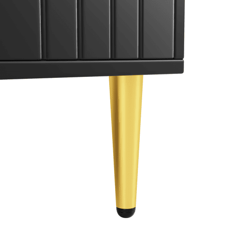 Aparador moderno - 4 portas com padrão ondulado - em MDF - Preto