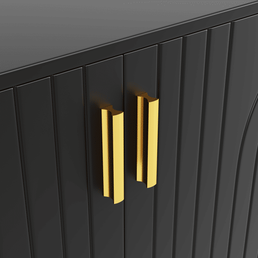 Aparador moderno - 4 portas com padrão ondulado - em MDF - Preto