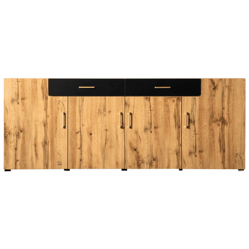 Aparador L 200 cm - 4 portas com 2 gavetas - Natural