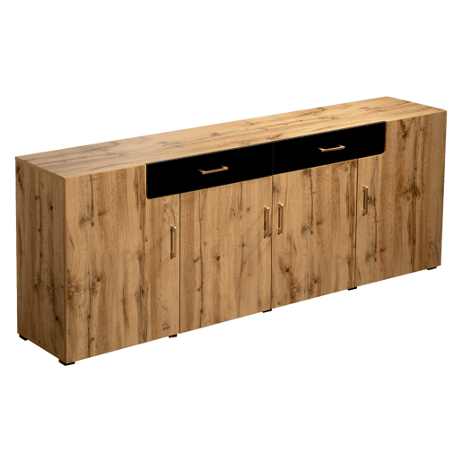 Aparador L 200 cm - 4 portas com 2 gavetas - Natural