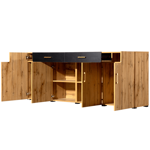 Aparador L 200 cm - 4 portas com 2 gavetas - Natural