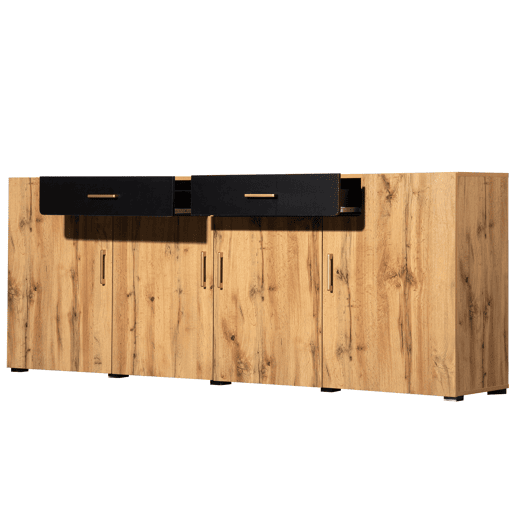 Aparador L 200 cm - 4 portas com 2 gavetas - Natural