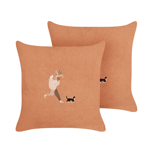 Conjunto de 2 almofadas decorativas MARIGOLD 45 x 45 cm Laranja Sólido