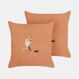 Conjunto de 2 almofadas decorativas MARIGOLD 45 x 45 cm Laranja Sólido