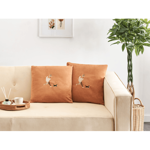 Conjunto de 2 almofadas decorativas MARIGOLD 45 x 45 cm Laranja Sólido
