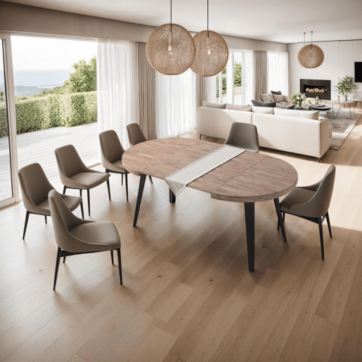 Mesa redonda Berg extensible 120-200 Carvalho Mel - Preto 120 x 76 x 120 cm
