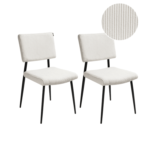 Conjunto de 2 cadeiras de jantar STURGIS Bombazine Branco creme