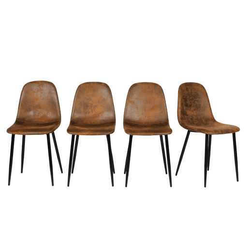 Conjunto de 4 cadeiras de jantar vintage escandinavas em camurça retro castanha