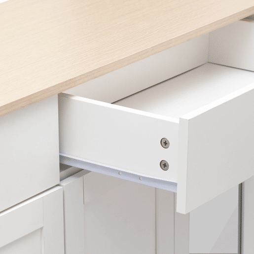 Aparador com 2 gavetas e portas de vidro - para sala de estar e sala de jantar - Branco