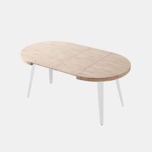 Mesa redonda Berg extensible 120-200 Branco - Carvalho 120 x 76 x 120 cm