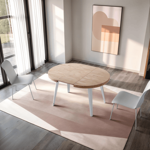 Mesa redonda Berg extensible 120-200 Branco - Carvalho 120 x 76 x 120 cm