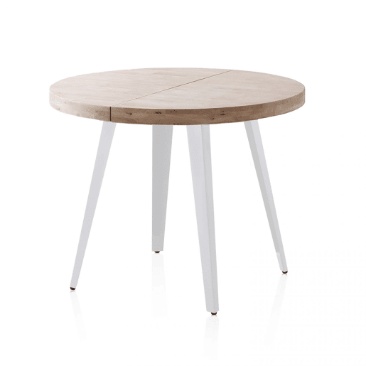 Mesa redonda Berg extensible 120-200 Branco - Carvalho 120 x 76 x 120 cm