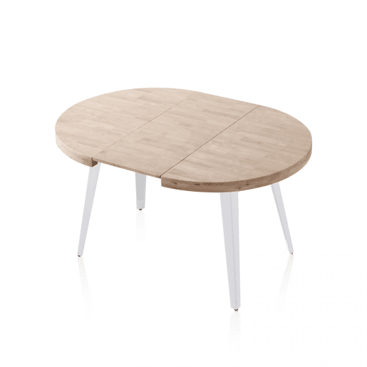 Mesa redonda Berg extensible 120-200 Branco - Carvalho 120 x 76 x 120 cm