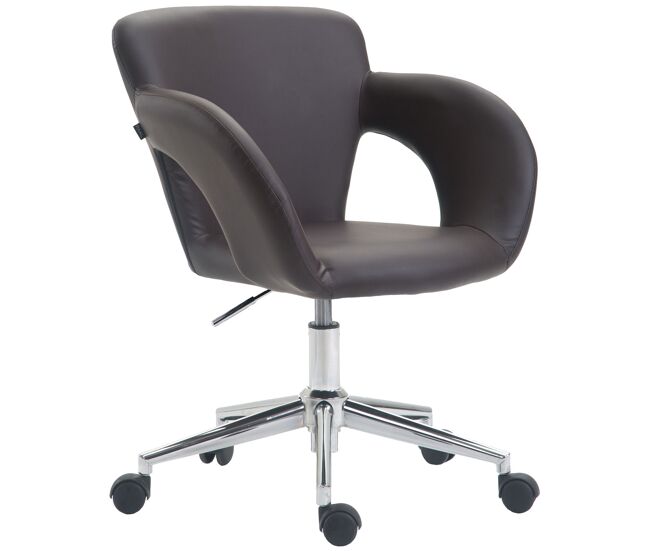 Silla de oficina edison simil cuero marrón 56x62x81 cm