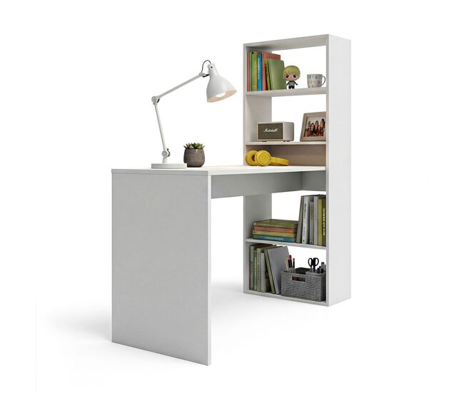 Mesa de escritorio con estantería en blanco artik 120x50 cm cosmic
