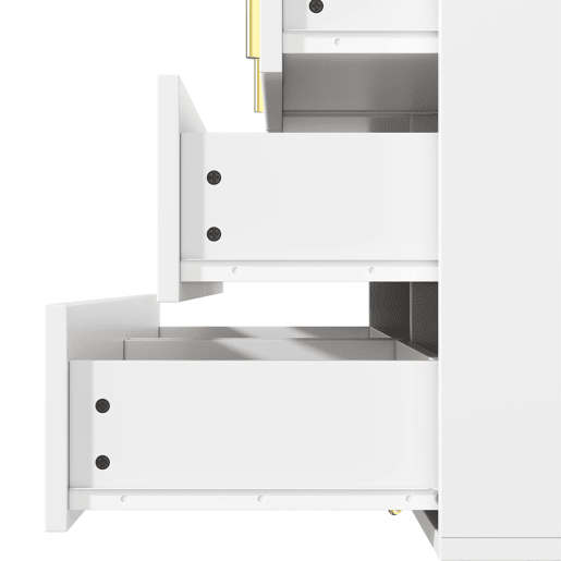 Aparador 120x40x77 cm - com 6 gavetas - puxadores dourados - Branco