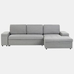 Sofá-cama de canto HRISEY Linho sintético Cinzento com arrumação 3 lugares à esquerda