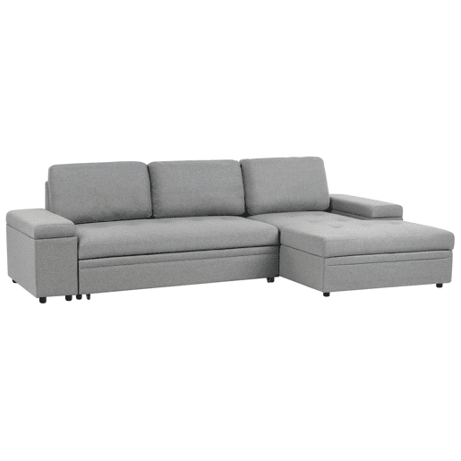 Sofá-cama de canto HRISEY Linho sintético Cinzento com arrumação 3 lugares à esquerda