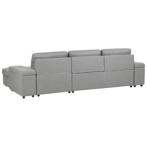 Sofá-cama de canto HRISEY Linho sintético Cinzento com arrumação 3 lugares à esquerda