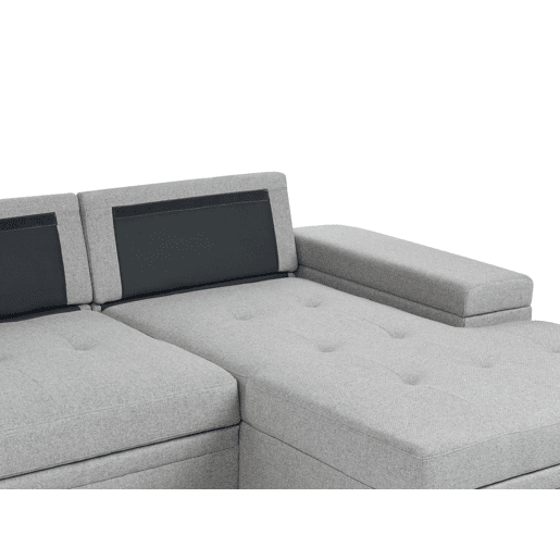 Sofá-cama de canto HRISEY Linho sintético Cinzento com arrumação 3 lugares à esquerda