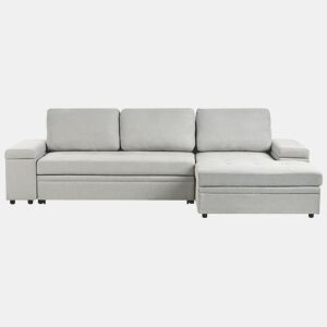 Sofá-cama de canto HRISEY Linho sintético Cinzento claro com arrumação 3 lugares à esquerda
