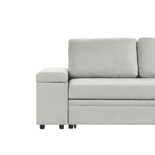 Sofá-cama de canto HRISEY Linho sintético Cinzento claro com arrumação 3 lugares à esquerda
