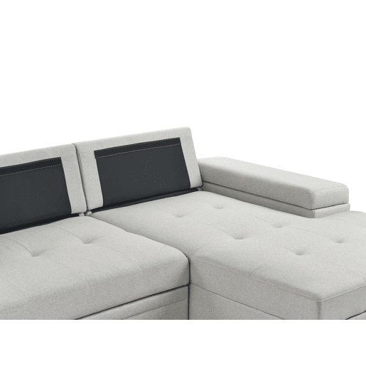 Sofá-cama de canto HRISEY Linho sintético Cinzento claro com arrumação 3 lugares à esquerda