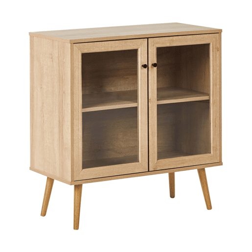 Armário com vitrine ALBANY 80 cm Castanho claro