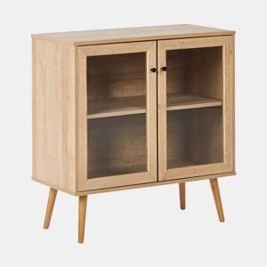 Armário com vitrine ALBANY 80 cm Castanho claro