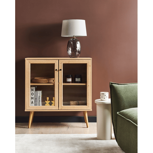 Armário com vitrine ALBANY 80 cm Castanho claro