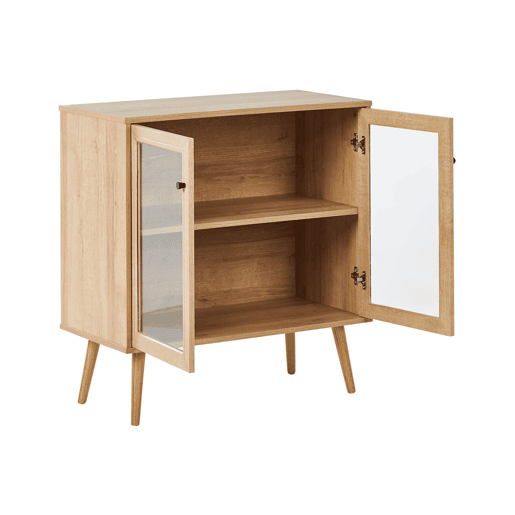 Armário com vitrine ALBANY 80 cm Castanho claro